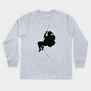 adventurer swinging on a rope Kids Long Sleeve T-Shirt